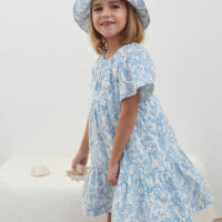 Robe enfant en coton manches courtes imprimé-PetitBateau