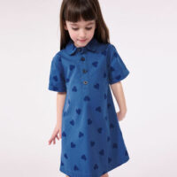 Robe enfant  manches courtes en coton cœurs-PetitBateau