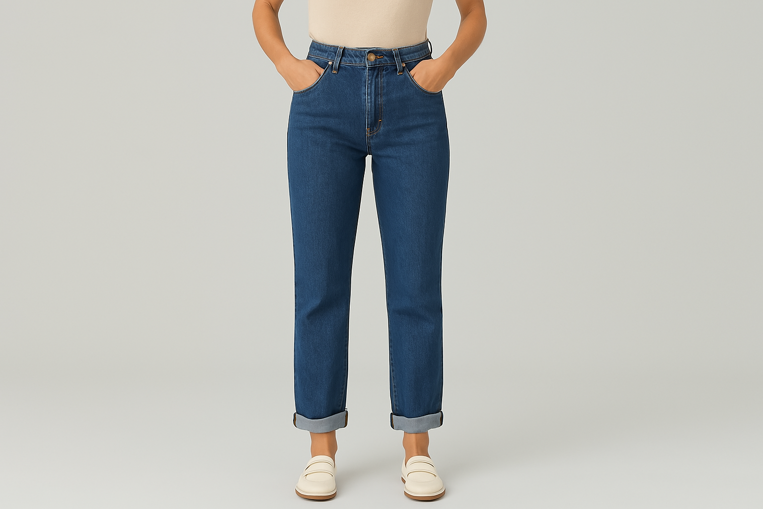 jean femme revers cuffed