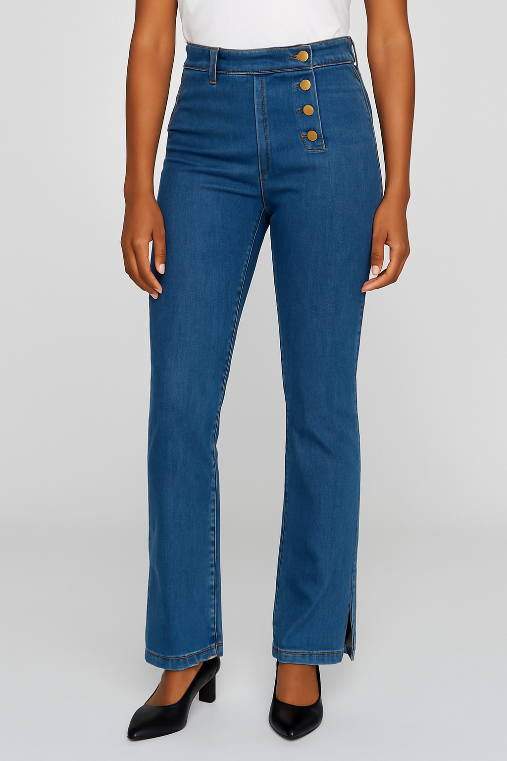 nouveau jean split hem femme