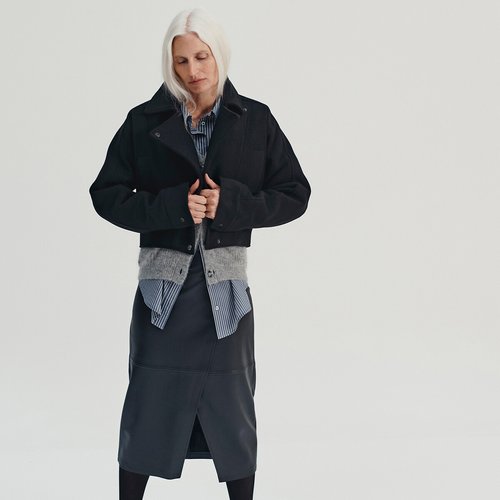 Blouson court, esprit motard, laine mélangée – La redoute collection x louis gabriel noushi