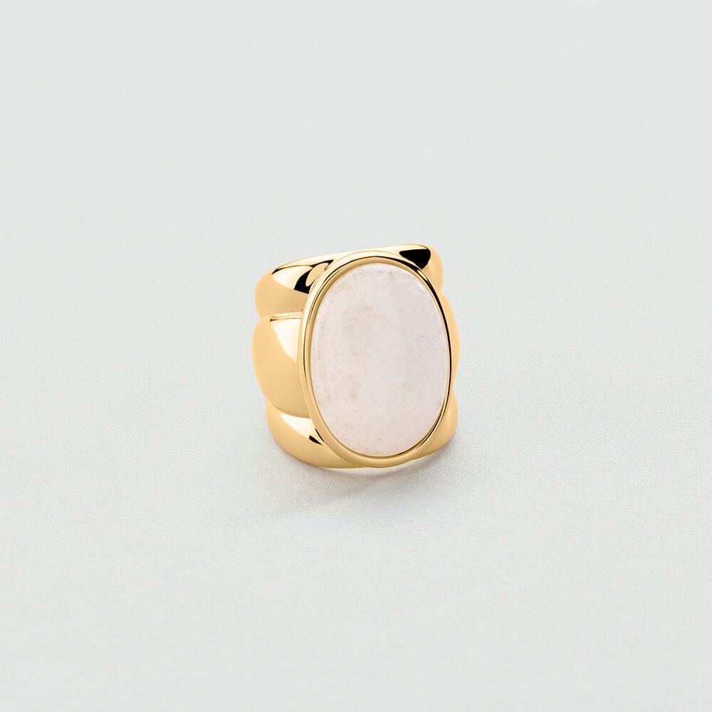 Bague large LA RIVIERA Blanc / Doré – Agatha