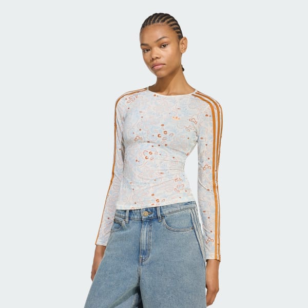 MAILLOT MANCHES LONGUES ADIDAS ORIGINALS SUMMER GLOW MESH GRAPHIQUE – Blanc