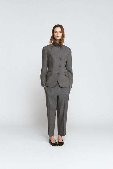 PANTALON DROIT À CARREAUX ZW COLLECTION – Zara