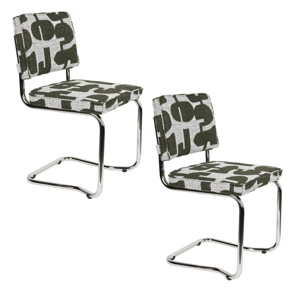 Lot de 2 chaises en tissu imprimé rétro – Zuiver